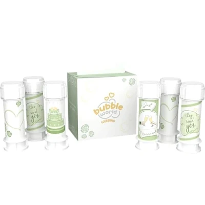 Afbeelding van Dulcop Wedding Nature zeepbellen bruiloft 6 x 60 ml witte buizen met geïntegreerde blazer bonbonnier gadgets voor elegante Made in Italy