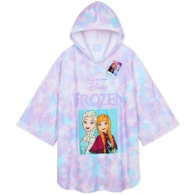 Afbeelding van Disney Stitch Badhanddoek voor kinderen, strandhanddoek met capuchon, jongeren, poncho, bad, strand of zwembad, reizen (paars/ijsblauw, 5 9 jaar)