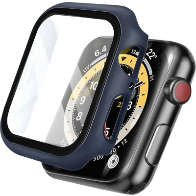Afbeelding van imoshion Screen Protector Geschikt voor Full Cover Hard Case / Hoesje de Apple Watch Series 7 8 9 41 mm Donkerblauw