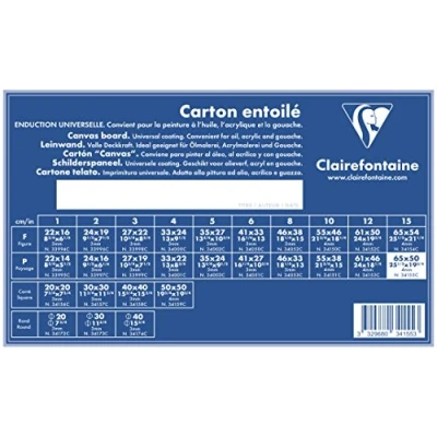 Afbeelding van Clairefontaine 34155C een schilderkarton met witte coating 65 x 50 cm (15P landschapsformaat), dikte 4 mm, wit canvas
