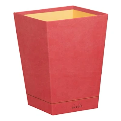 Afbeelding van RHODIA 194629C papieren mand, koraalrood, 24 x 32 cm, oranje buitenkant van kunstleer collectie Home Office Rhodiarama organisatie voor kantoor en opslag design