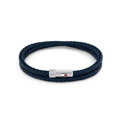 Afbeelding van Tommy Hilfiger Sieraden Heren Leren Armband Blauw 2790264S, Eén maat, Roestvrij staal