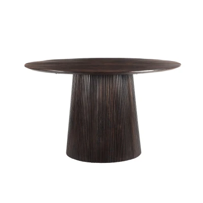 Afbeelding van Salvator ronde eettafal Ø130 cm hout walnoot bruin