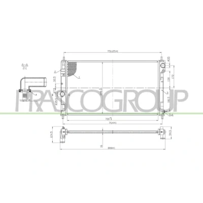 Afbeelding van PRASCO JE030R001 Radiateur Aluminium 700 398 16 Koelribben gesoldeerd