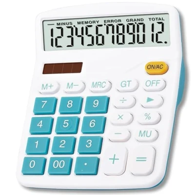 Afbeelding van Mengshen Grote rekenmachine, 12 cijfers, lcd display, zonnebatterij, dubbele voeding, speciale financiële multifunctionele bureaurekenmachine met standaardfunctie