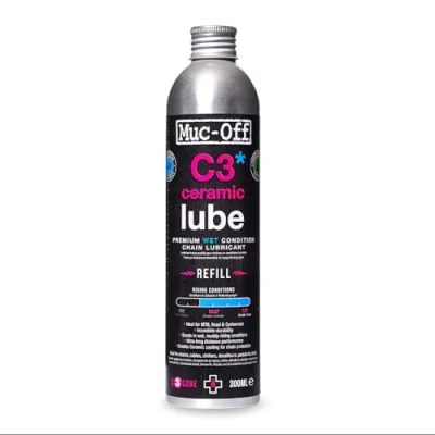 Image de Muc Off Lubrifiant Chaîne de Vélo C3 pour Conditions Humides et Difficiles 300 ml Céramique Qualité Supérieure avec Colorant Traceur UV