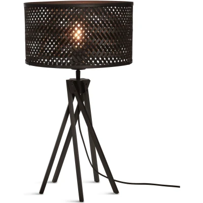 Afbeelding van GOOD&amp;MOJO Tafellamp Java Bamboe Zwart Ø32x56cm