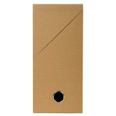 Afbeelding van Exacompta Ref. 89428E, 1 canvaspapier transferdoos, 120 mm rug, metalen oog, voor A4 formaat, afmetingen 25.5 x 34 12 cm, bruine kleur, gemonteerd geleverd
