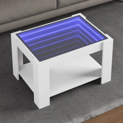 Afbeelding van Salontafel met LED 73x53x45 cm bewerkt hout wit