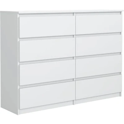 Afbeelding van meble masztalerz ladekast met 8 laden, mat wit, 120 x 101,5 39 cm, opbergkast, commode voor slaapkamer, klassieke woonkamerkast