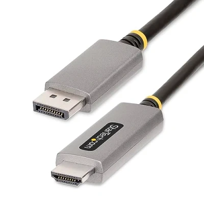 Image de StarTech.com Câble adaptateur DisplayPort vers HDMI de 2m, 8K 60Hz, HDR10 mâle pour 2 m gris sidéral support 4K, 8K, actif