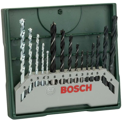 Afbeelding van Bosch Accessories Mini X Line Mixed set, 15 delig, 5 steen , metaal houtboren