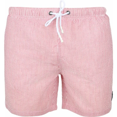 Afbeelding van Suitable Zwembroek Stripe Seersucker Rood Maat L Heren zwemshort Sneldrogend
