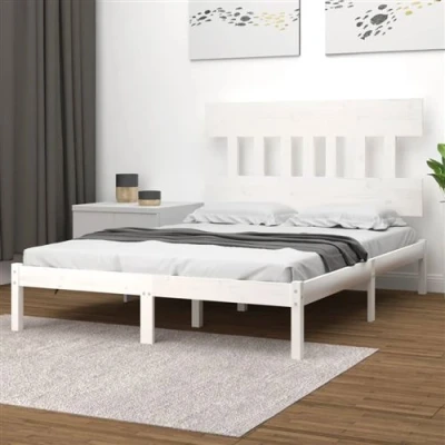 Afbeelding van vidaXL Bedframe massief hout wit 160x200 cm
