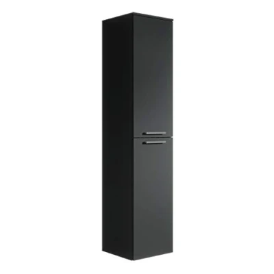 Afbeelding van Badplaats Badkamerkast Saturnus 35 x 130 cm Zwart Hangende Kolomkast met Twee Deuren