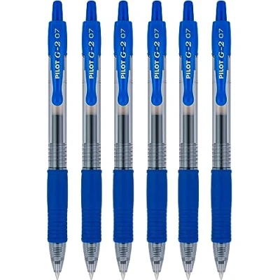 Afbeelding van Pilot G2 07 Blauw Fijn Intrekbare Gel Inkt Pen Rollerball 0.7mm Nib Tip 0.39mm Lijn Breedte navulbare BL 7 (Pack Of 6)