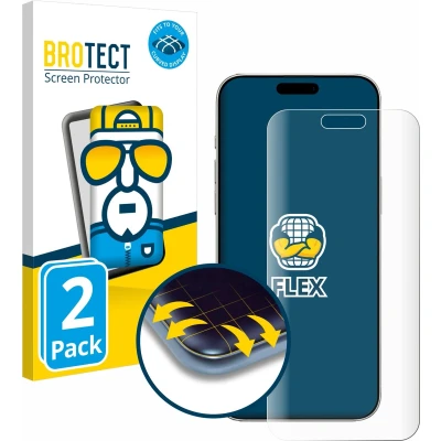 Afbeelding van BROTECT Screenprotector voor Apple iPhone 16 Pro Folie Beschermfolie transparant volledig dekking (2 Stuks)