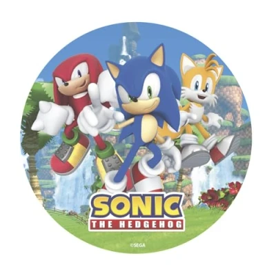 Afbeelding van dekora Eetbare verjaardagstaartdecoratie, 20 cm, Sonic glutenvrij, lactosevrij, zonder toegevoegde suiker, geschikt voor vegetariërs
