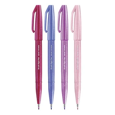 Afbeelding van Pentel SES15C Brush Sign Pen Set van 4 stuks &quot;Lente&quot; assortiment