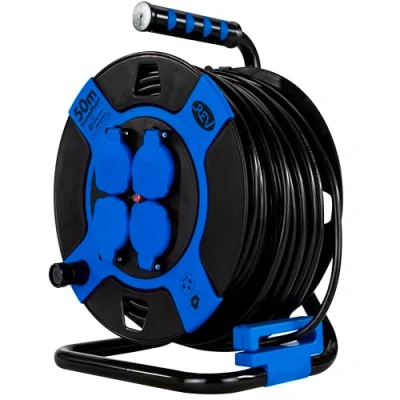 Afbeelding van REV 0010118812 Kabelhaspel, outdoor, 4 geaarde stopcontacten, 50 m, zwart