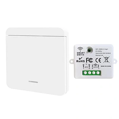 Afbeelding van DieseRC Mini schakelaar, draadloos, RF afstandsbediening, 2500 W, 10 A, met 1 draadloze wandschakelaar, intelligente bediening via Tuya app, compatibel Alexa/Google Home