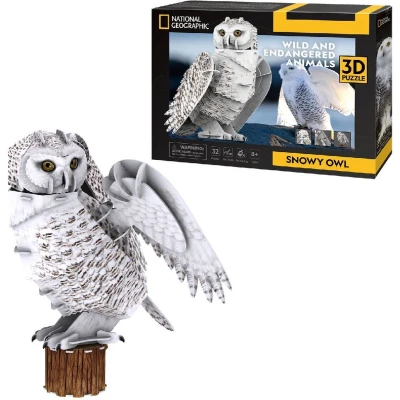 Afbeelding van Cubic Fun National Geographic 3D Puzzel Sneeuwuil 32 Stukjes