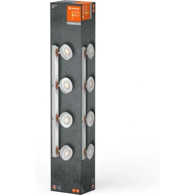 Afbeelding van LEDVANCE LED plafondspot Pluto, staal, hout, 4 lamps, wit