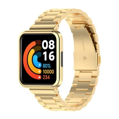 Afbeelding van Stalen schakelband met case Goud Xiaomi Redmi Watch 2 (Lite)