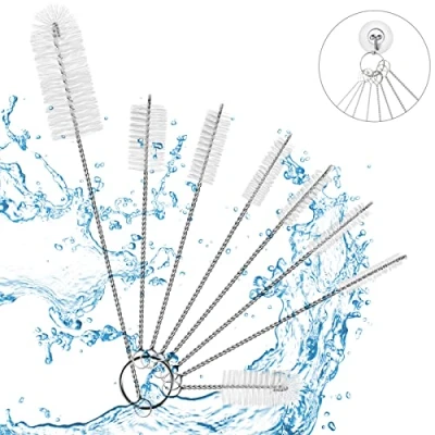Afbeelding van Vicloon Tube reinigingsborstel, 8 stuks, buis voor glazen fles, babyfles, waterkoker, toetsenbord, slang, reinigingsborstels