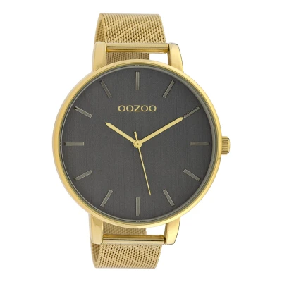 Afbeelding van OOZOO Timepieces goudkleurige horloge met metalen mesh armband C10219