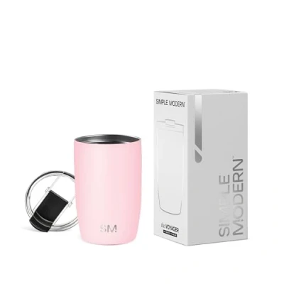 Afbeelding van Simple Modern Reisbeker voor koffie met klapdeksel Geïsoleerde ijskoffiemok van roestvrij staal Cadeaus vrouwen en mannen Voyager Collection 350 ml Blush