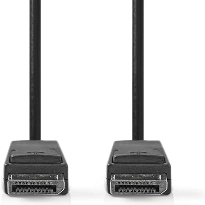 Afbeelding van Nedis DisplayPort Kabel Male 8K@60Hz Vernikkeld 2.00 m Rond PVC Zwart Polybag