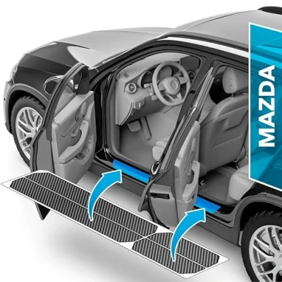 Afbeelding van uProtect Verfbeschermingsfolie voor autodeurdrempels Mazda CX 5 2 (II) KF I 2017 2024, carbon zwart