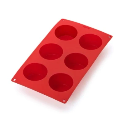 Afbeelding van Lékué Bakvorm Uit Silicone Voor 6 Muffins Rood Ø 6.9cm H 4cm