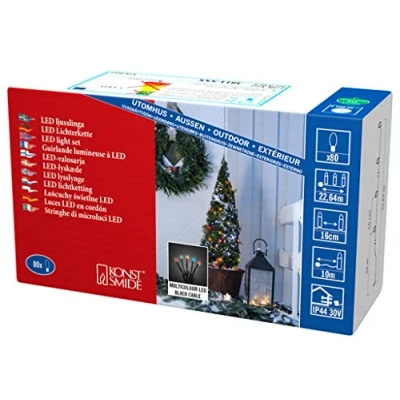 Afbeelding van Konstsmide 3811 500 Micro lichtketting Buiten werkt op het lichtnet Aantal lampen 80 LED RGB Verlichte lengte: 12.64 m Frosted