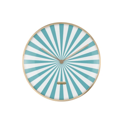 Afbeelding van Karlsson Wandklok Candy Swirl Dome Turquoise blue &amp; white Ø40cm