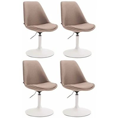 Afbeelding van CLP Maverick Set van 4 Eetkamerstoelen Stof taupe wit