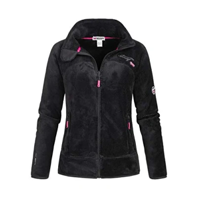 Afbeelding van Geographical Norway Overgangsperiode warme outdoor fleece jas voor dames met opstaande kraag BANS productie, zwart.