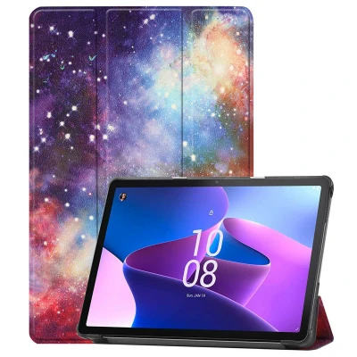 Afbeelding van iMoshion Tablet Hoes Geschikt voor Lenovo Tab M10 Plus (3rd gen) Design Trifold Bookcase Paars /Space