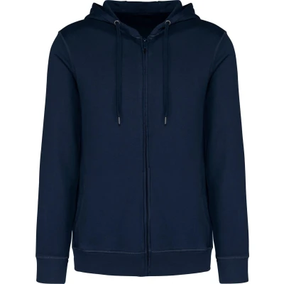 Afbeelding van Native Spirit Ecologische uniseks sweater met rits en capuchon French Terry NS417 Washed Navy Blue