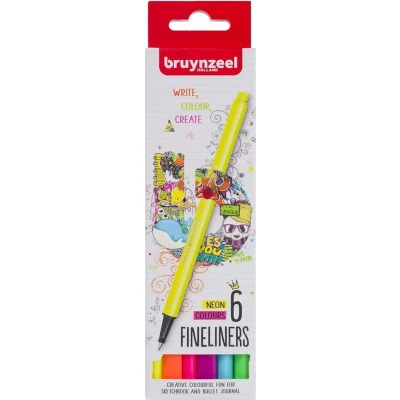 Afbeelding van Fineliner Bruynzeel set á 6 neonkleuren