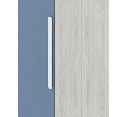Afbeelding van Kledingkast Bo0 met 2 legplanken, kledingroede en langwerpige deurgreep grenen/blauw