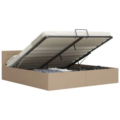 Afbeelding van vidaXL Bedframe met opslag hydraulisch kunstleer cappuccino 160x200 cm