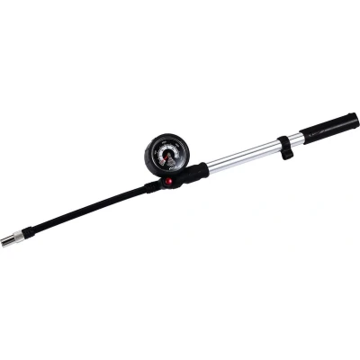 Afbeelding van BBB Cycling Airshock Voorvorkpomp Mini Fietspomp met Drukmeter Schokdempers en Voorvorken 28 Bar Zwart/Zilver BMP 29