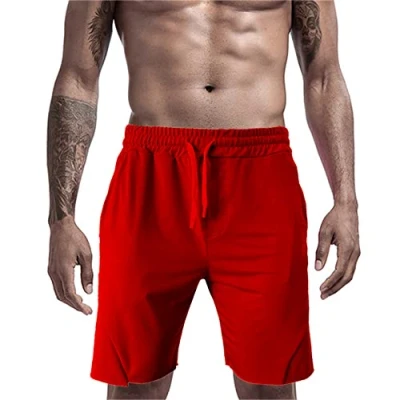 Afbeelding van Sportshorts, hardloopshorts, sneldrogend, korte broek, ademend, sport, sweatpants, sportshorts voor heren, met zak, fitnessshorts, marathon joggen, Rood