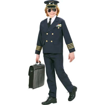 Afbeelding van Widmann Pilotenkostuum voor kinderen, jas, broek en hoed, carnaval, themafeest