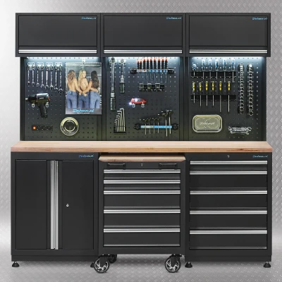 Afbeelding van Werkplaatsinrichting PREMIUM met eiken werkblad 204 cm breed