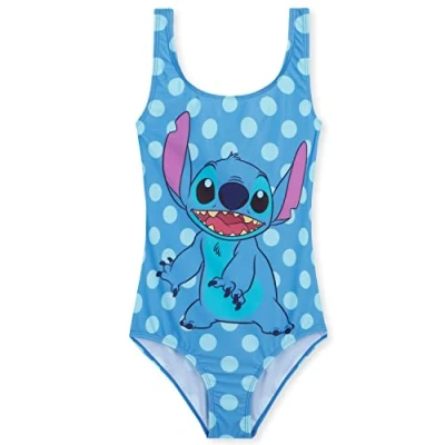 Afbeelding van Disney Badpak voor meisjes, 1 delig, zwempak, ruches, zwemmen, strand, zwembad, kleding kinderen, jongeren, 2 14 jaar, Stitch, Ariel, Elsa, ijskoningin, Minnie, Blauwe Stitch