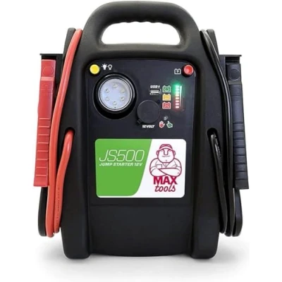 Afbeelding van MAXTOOLS JS500 2200 A 22 Ah, noodstarter voor auto&#039;s en bestelwagens, diesel benzinemotoren 12V, jumpstarter, met led zaklamp, USB poort startkabels