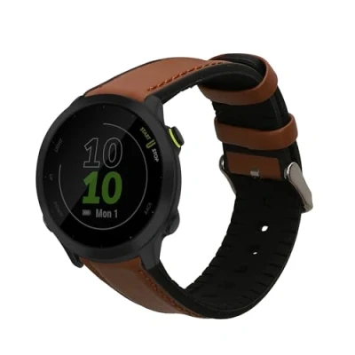 Afbeelding van kwmobile horlogeband geschikt voor Garmin Forerunner 55 Armband fitnesstracker van leer in bruin / zwart
